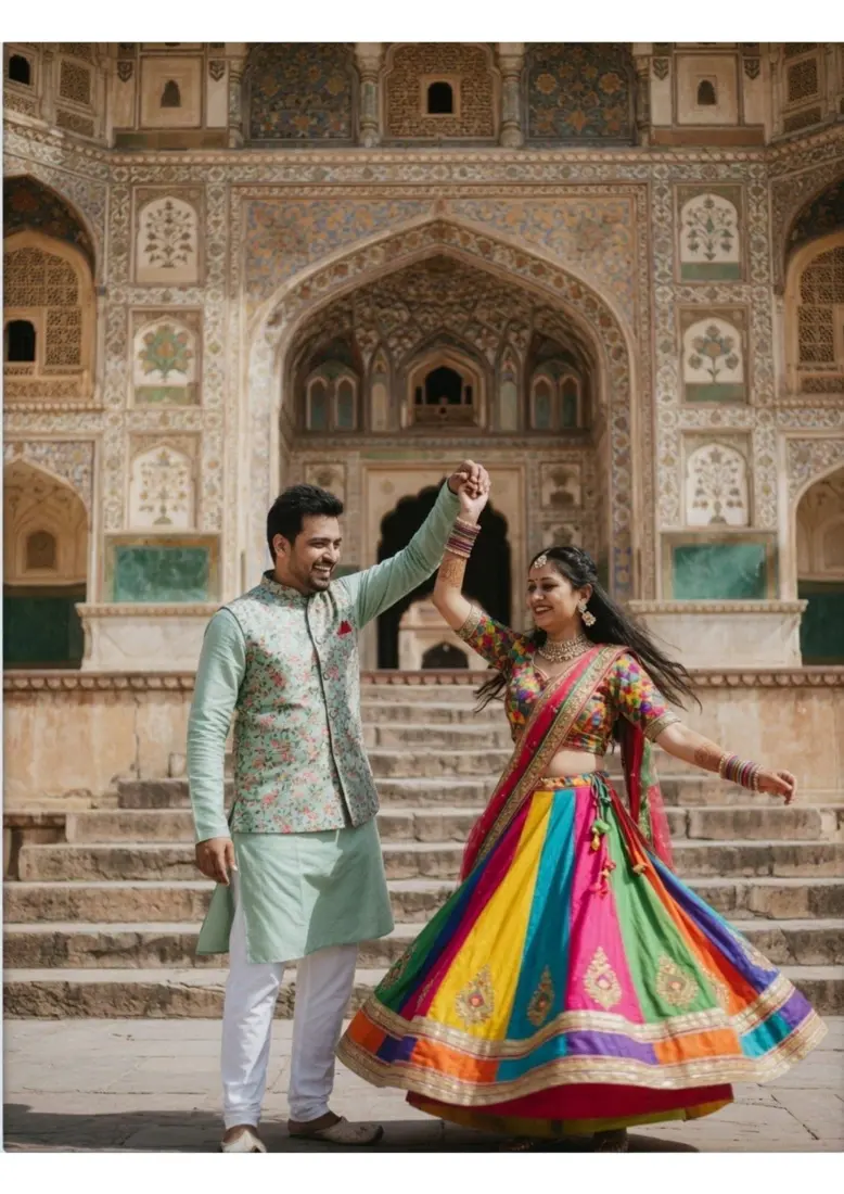 Colourful lehenga pre-wedding