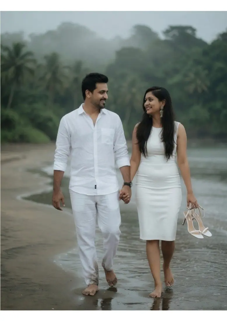 Beach walk pre-wedding
