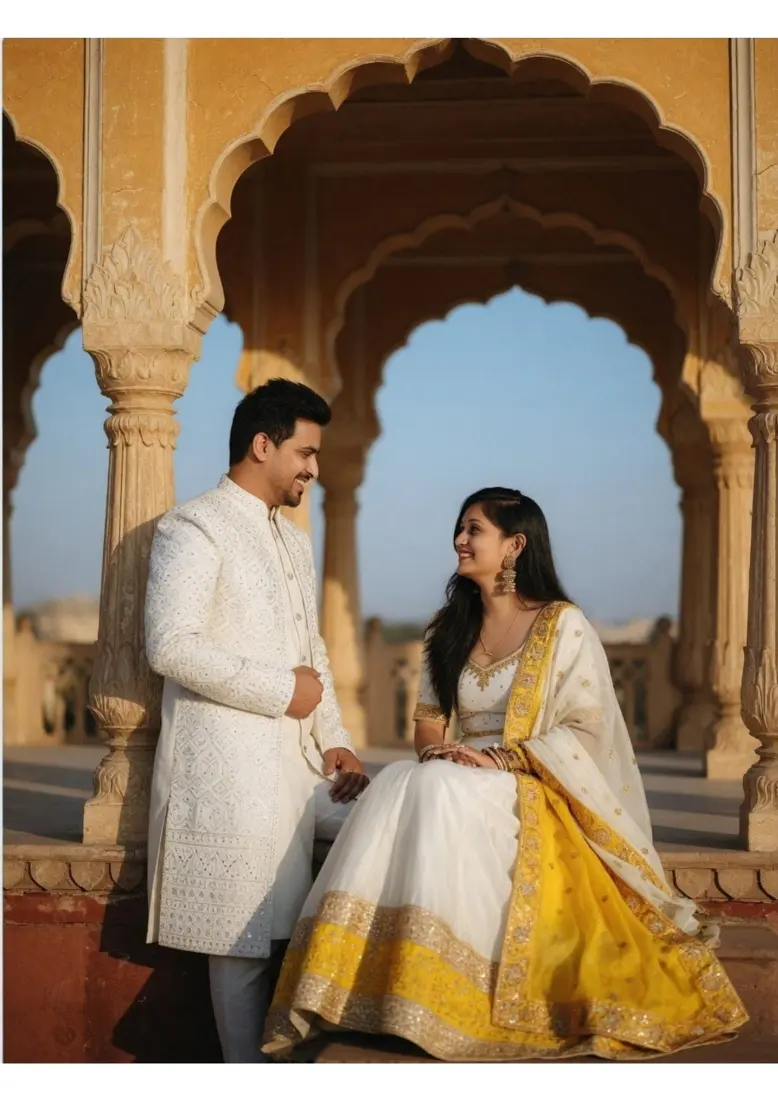 Traditional pre-wedding in a heritage arch